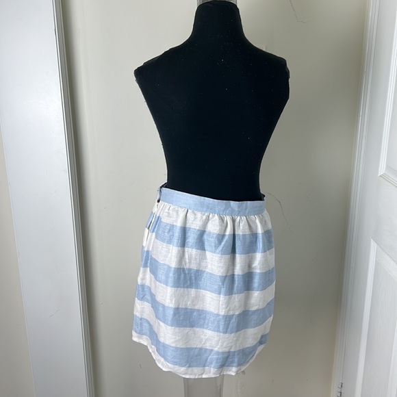Kenar 100% Linen Rugby Stripes Skater Mini Pockets Skirt Size 12 - Picture 10 of 11